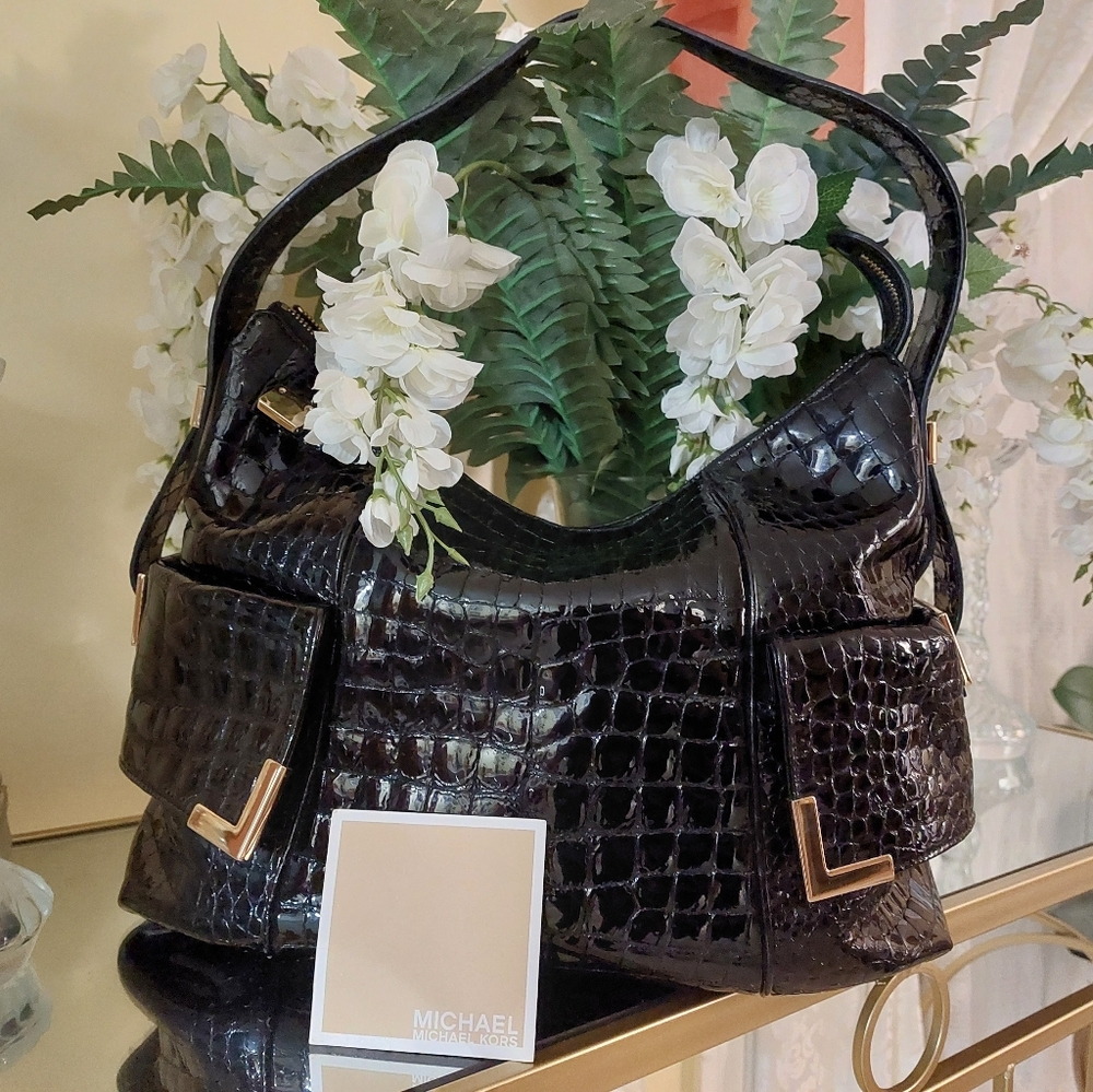 MICHAEL Michael Kors Glossy Black Shoulder Bag